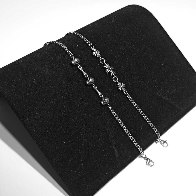 Crow Skull Bone Cross Bracelet, Vintage Retro Fashion DIY Simple Women's Trendy Bracelet Jewelry