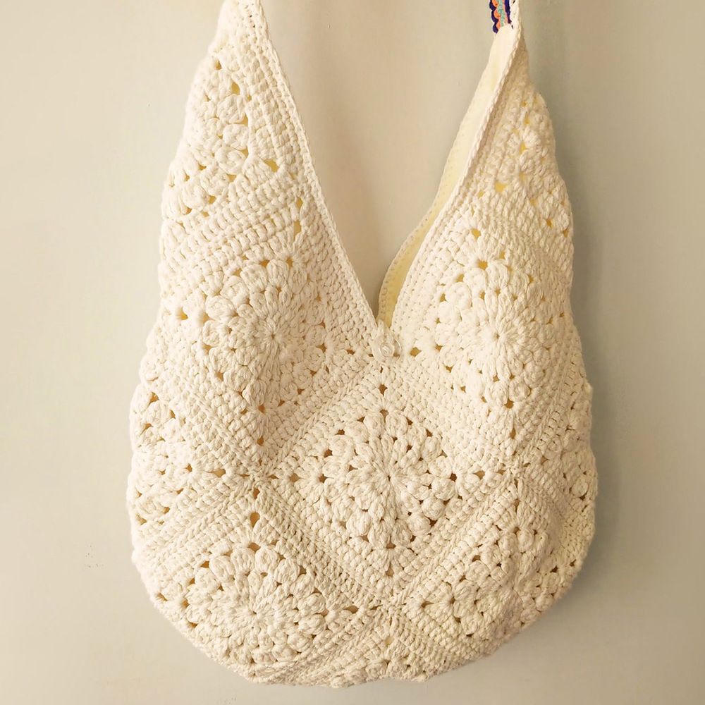 yunweny手钩波西米亚包欧美手工钩针纯色单肩斜挎包钩编厂家