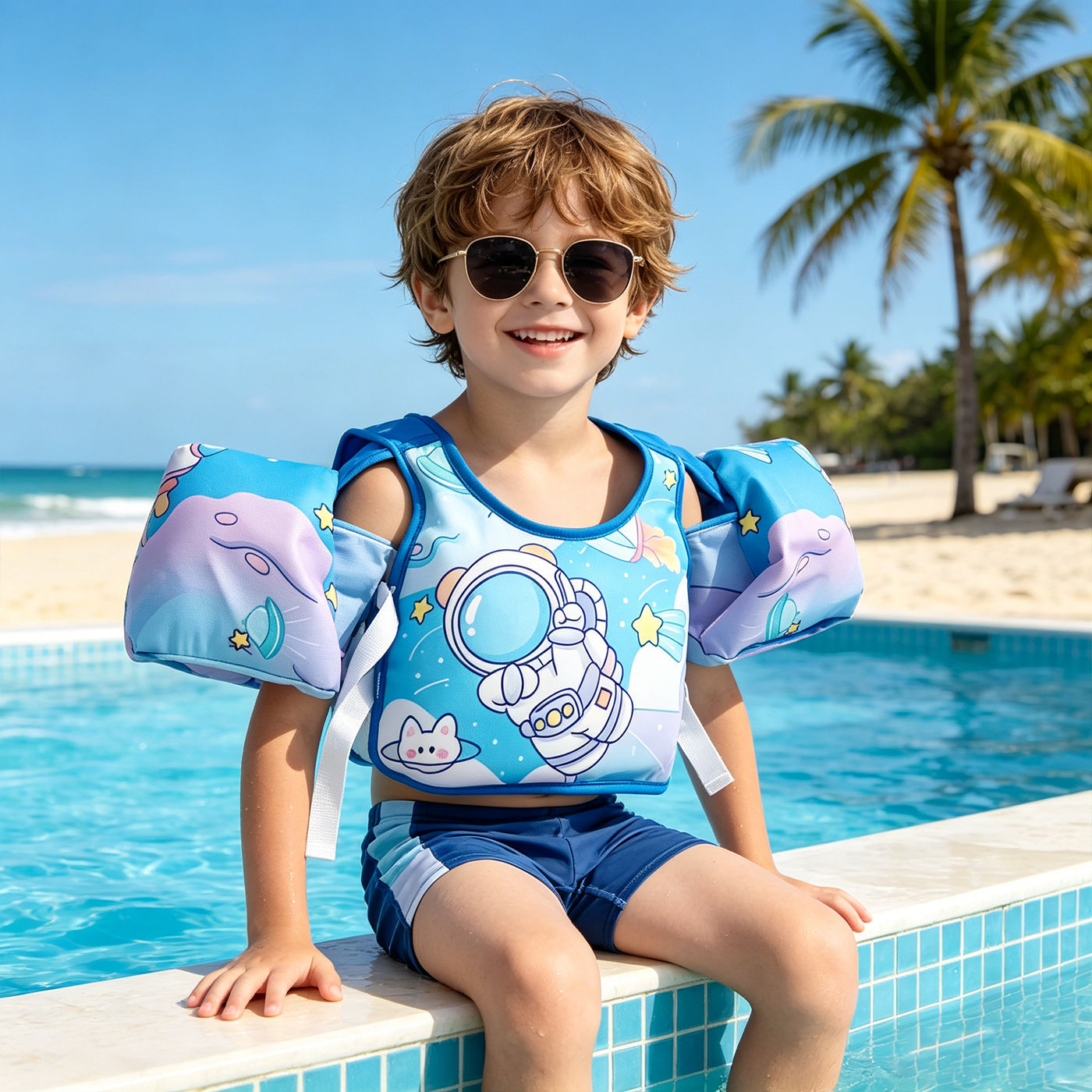 Cross-Border Popular Children's Cartoon Buoyancy Vest, Double-Buckle Anti-Rollover Life Jacket, Baby Swimming Pool Floatation Vest