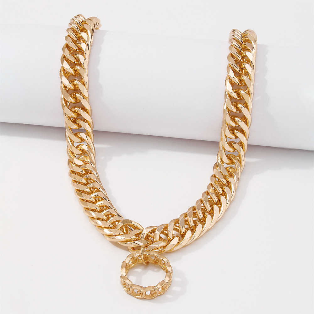 Fashion Gold Color Alloy Geometric Chain Circle Necklace