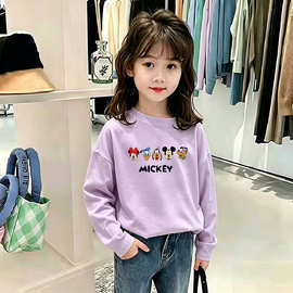 春秋新款中大童打底衫外穿儿童宝上衣服女童长袖t恤100%纯棉童装