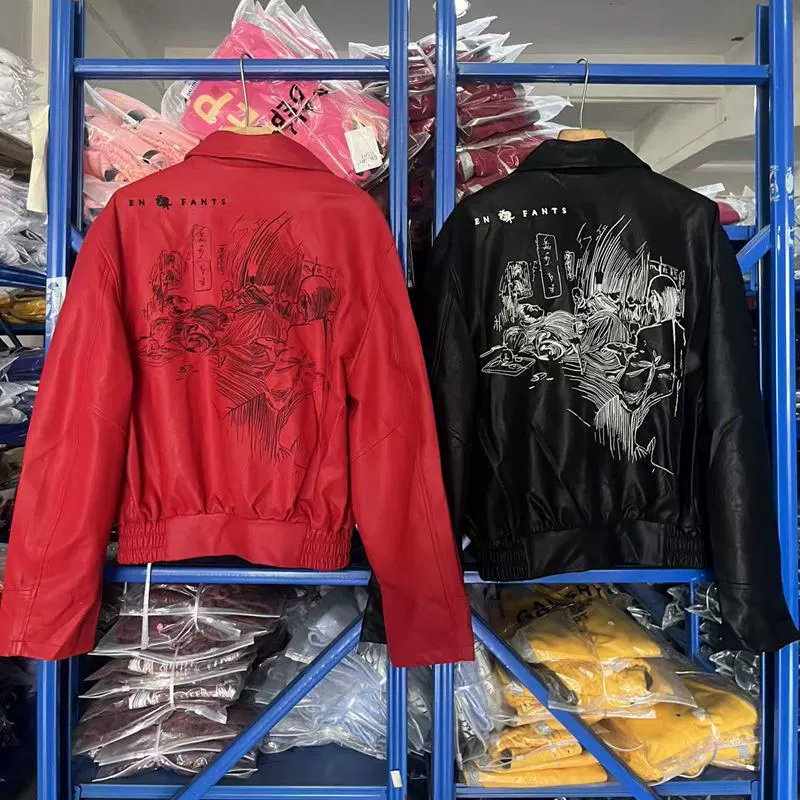 ERD忧郁的富二代重磅刺绣logo美潮高街潮流休闲时尚PU皮夹克外套
