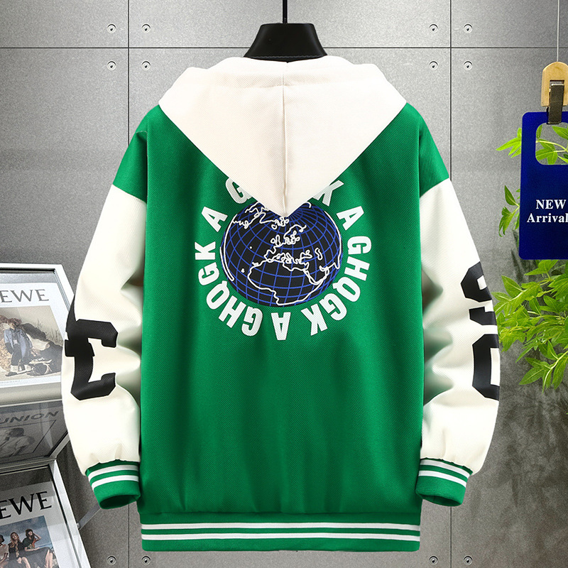 Youth Spring and Autumn Season Jacket Coat Male Junior High School Student Top Handsome Trend Big Boys' Baseball Jersey_voghion.com