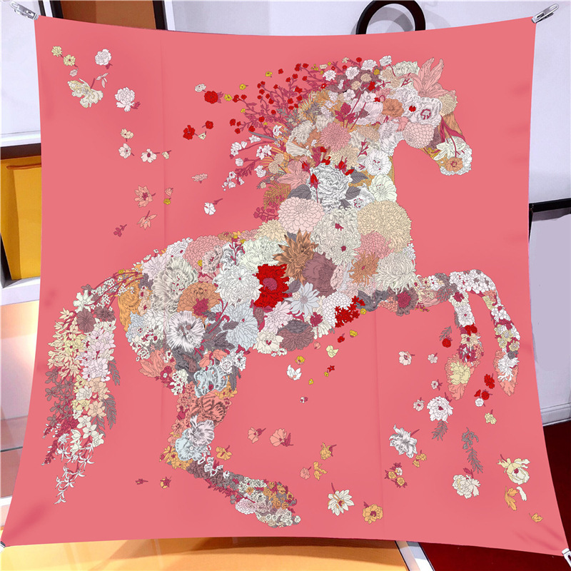 2023 Nuova sciarpa di lusso leggera quadrata stampata in seta twill di cavallo colorata_voghion.com