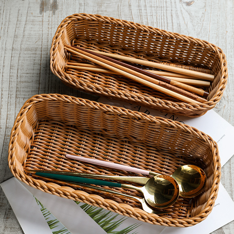 Kens Imitation Rattan Desktop Cutlery Storage Box Hotel Restaurant Knife Fork Chopstick Holder Remote Control Key Organizer Kens Imitation Rattan Desktop Cutlery Storage Box Hotel Restaurant Knife Fork Chopstick Holder Remote Control Key Organizer
