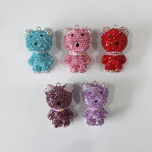 亚马逊新款镶钻陶泥小熊DIY钥匙扣配件饰品配件厂家直销水钻批发
