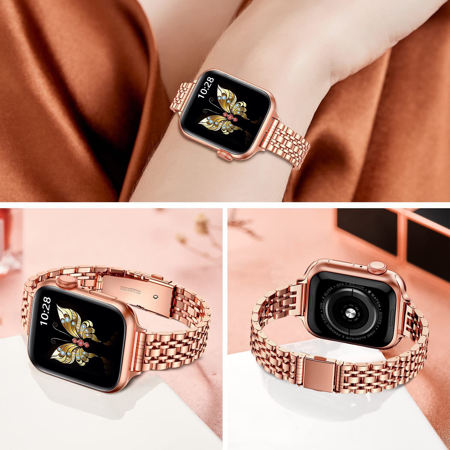 92g Weight Smart watch strap Classification Alloy Material Multicolor, Solid Color Pattern Elegant Style Elegant Multicolor Solid Color Smart Watch Strap 8