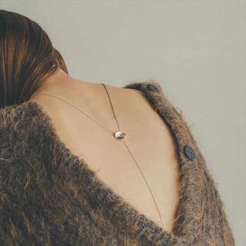Japanese niche design KOBAYashi Kana co-branded brass plated retro silver double layered chain necklace pendant