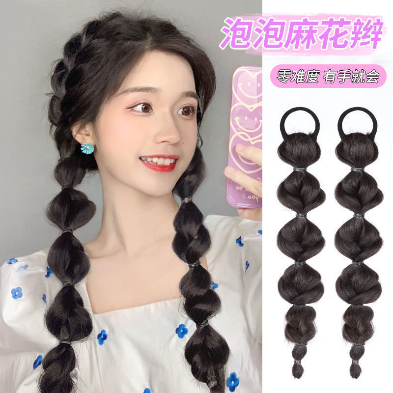 De las mujeres de alta doble cola de caballo red linterna burbuja sucio trenza Twist trenza peluca Correa boxeo trenza peluca