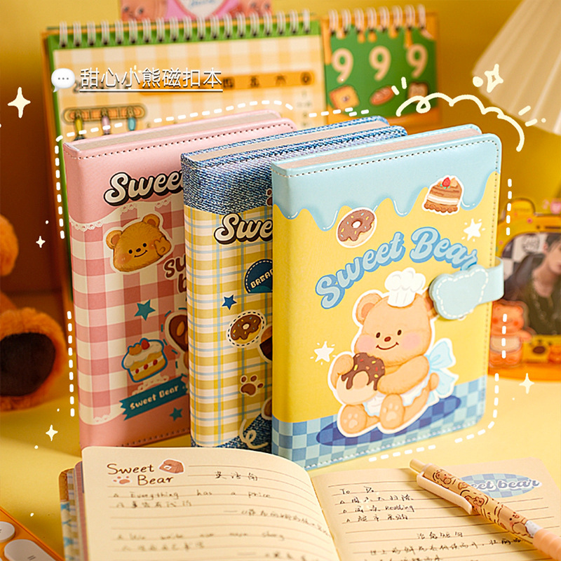 Cuaderno de mano caricatura portátil portátil cuaderno de notas de chicas cuaderno de notas suave pu lindo diario