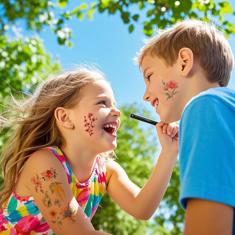 New Colorful Tattoo Stickers, Flower Tattoo Stickers, Stereo Flower Tattoo Stickers, Semi-Permanent, Waterproof and Long-Lasting