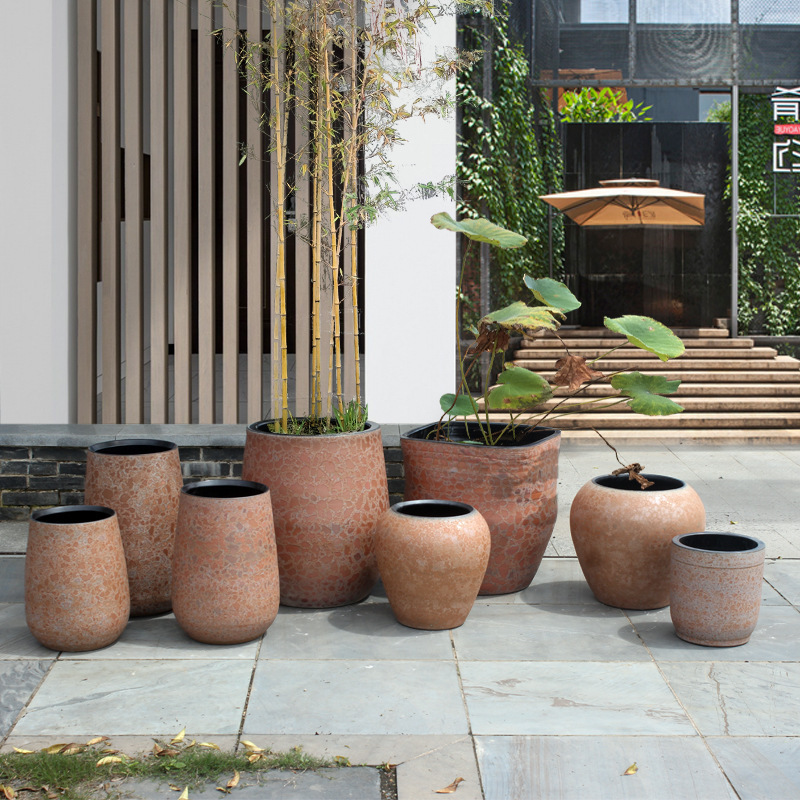 거친 도자기 미국 안뜰 Jingdezhen 바닥 녹색 심기 꽃 냄비 실내 장식 식물 큰 직경 세라믹 꽃병 장식품