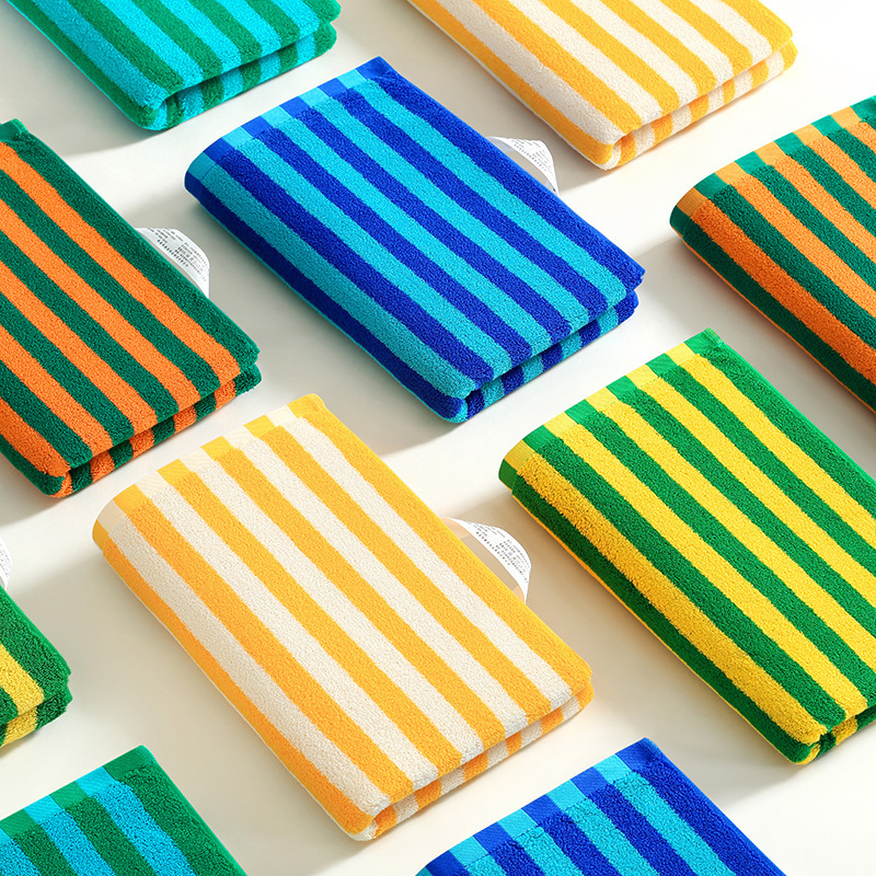 Autumn and Winter Thickeneded and Enlarged Stripesd Adult Towel 40*90cm 205g Water-Absorbent Soft Large Towel High-End Towel