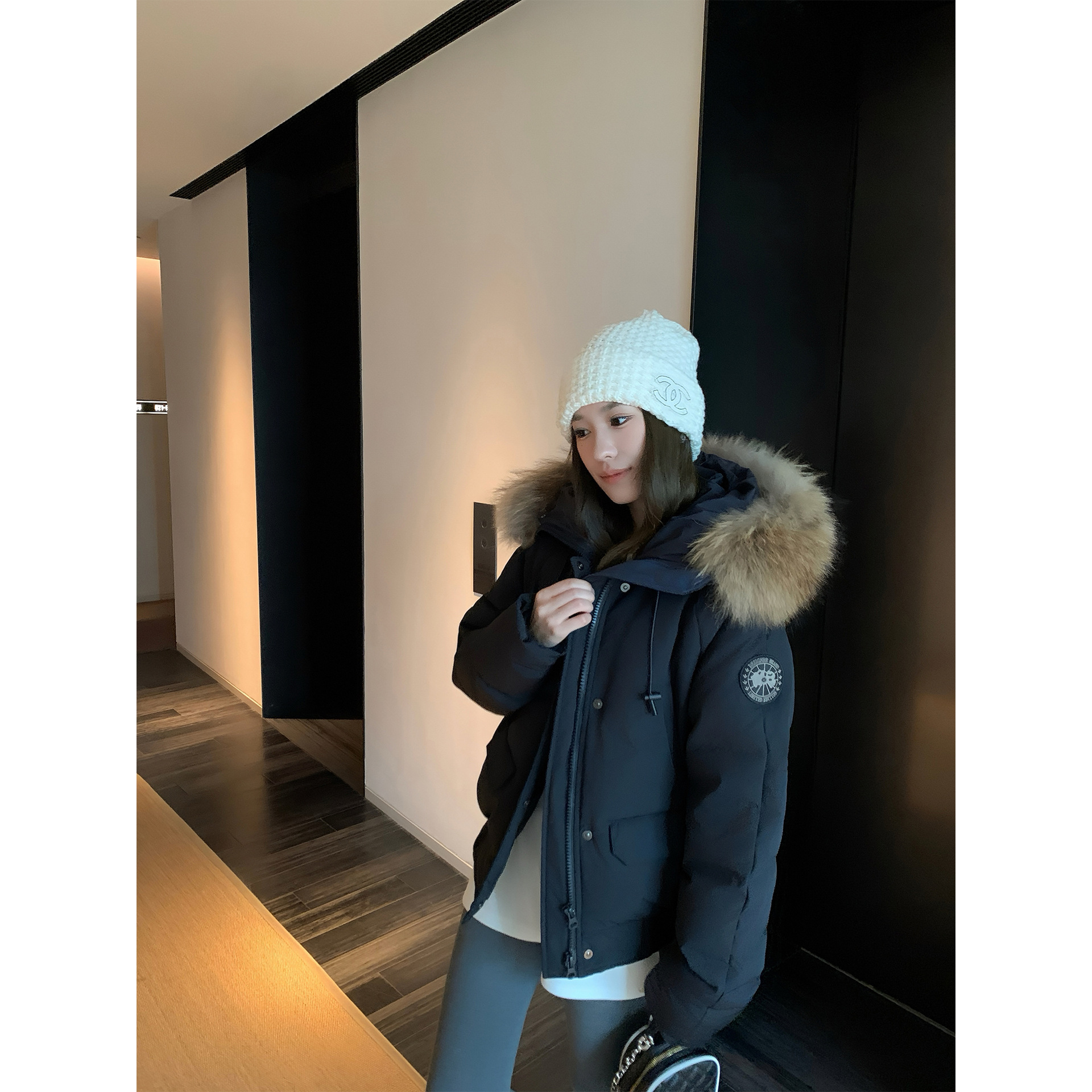 Hhyii Snowy Series Fox Fur Collar Parka Women's Winter 90 White Duck down Thickened Warm down Jacket Coat