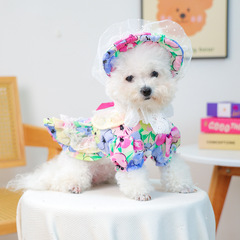 現物クロスボーダー爆金ペット子犬猫服源工場春夏新作モネ花園ワンピース