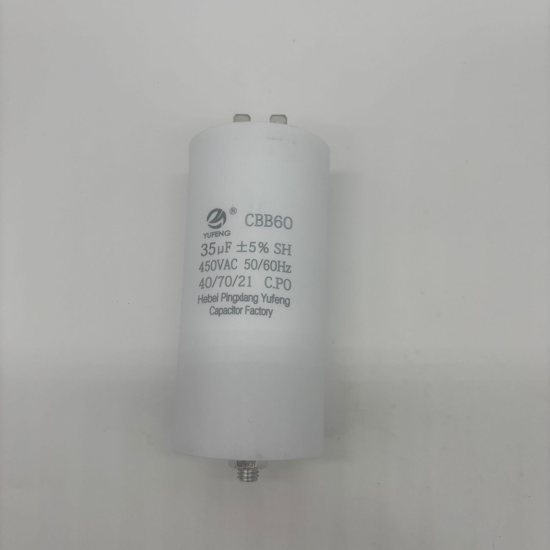 Condensador especial para bomba de agua con motor de tornillo en la parte inferior de la carcasa plástica de película metálica con condensador de doble inserción