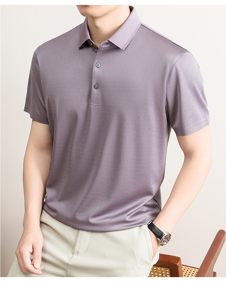 Áo polo nam tay ngắn cổ bẻ chất lụa mulberry cao cấp — Xanh lá cây nhạt8879 chi tiết 19