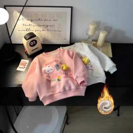 新款冬季儿童圆领内穿上衣女童修身卫衣加绒加厚宝宝打底衫秋冬