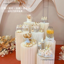 婚庆道具折叠甜品台摆件罗马柱路引圆柱立柱婚礼橱窗折纸装饰柱子