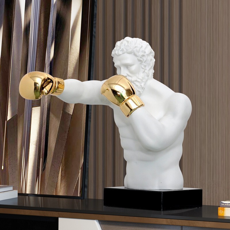 Modern Simple Creative Boxer Figure Sculpture Resin Ornaments Living Room Entrance Hotel TV Cabinet Home Accessories