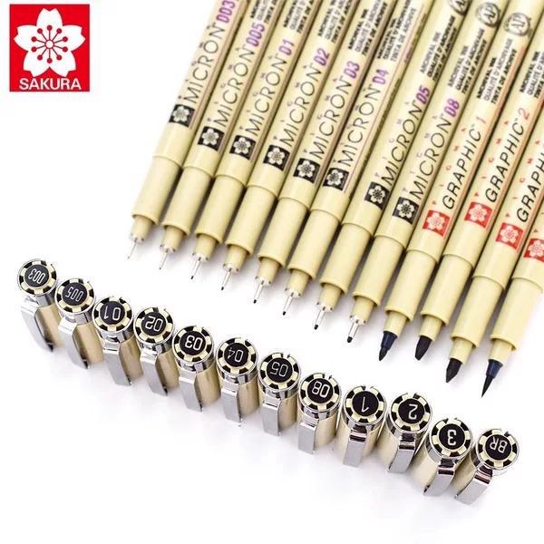 Sakura Japanese Sakura Needle Tip Pen Waterproof Outlining Pen Hand-Drawn Xsdk Simple Sketching Art Anime Drawing Pen