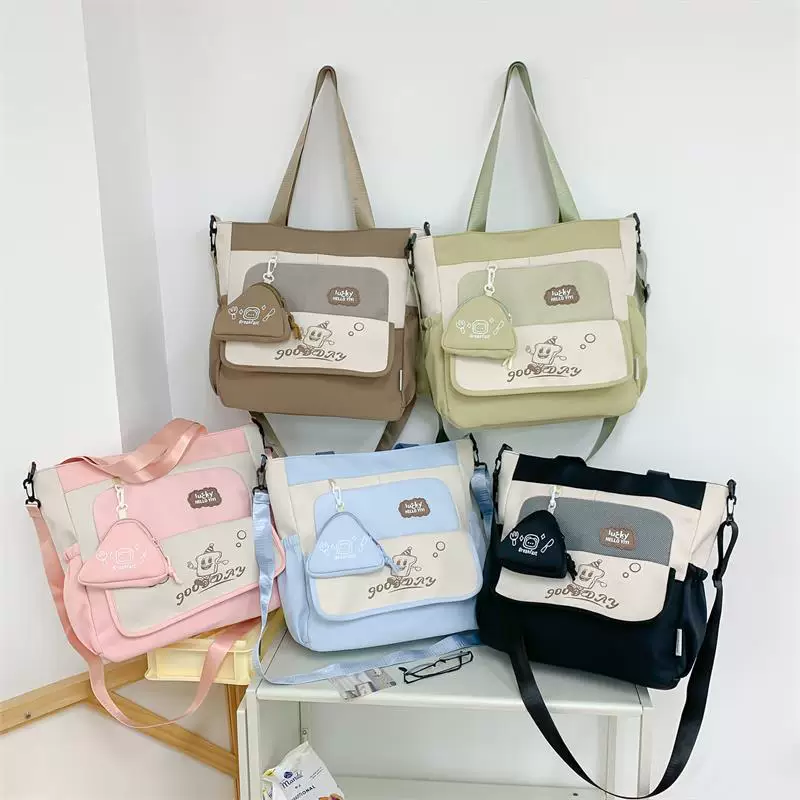 Brand cute universal one-shoulder bag for leisure, linen bag, Korean style, for students