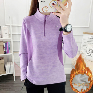 New German Velvet Fleece Jacket Outdoor Women's Warm Loose Windproof Stand Collar Half Zipper Pullover Breathable Elastic Long Sleeves