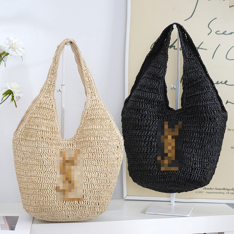 Cross-Border New Fashion Straw Woven Shoulder Bag, Simple and Versatile, a Must-Have for Commuting, Large Capacity Woven Underarm Bag, Vacation Bag