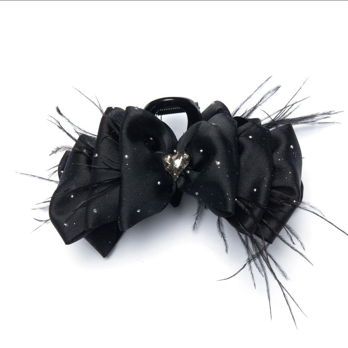 High-End Satin Cloud Hair Clip on the Back of the Head, Feather Hair Clip, Accessible Luxury Heart Diamond Hair Clip, Hair Accessories