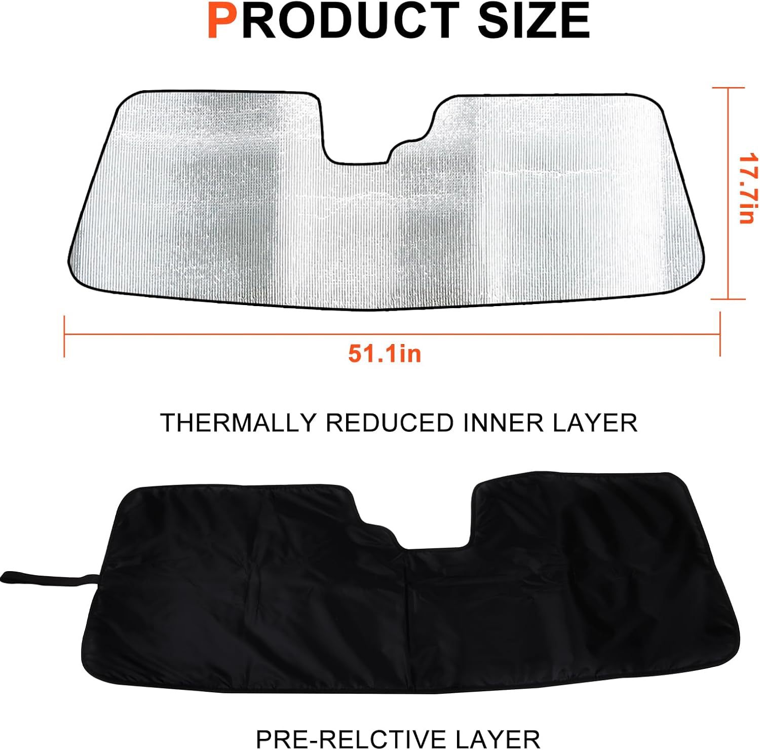 Black and silver sunshade for 2123 Ford Bronco, front windshield sunshade, sun protection car sunshade