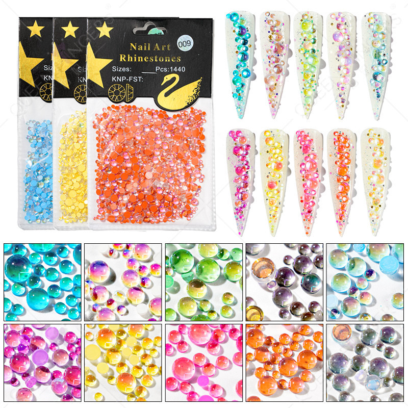 Nueva belleza de uñas color mágico perlas de peces humanos Aurora color caramelo cristal 1440 DIY uñas de cristal decorativo diamante Accesorios