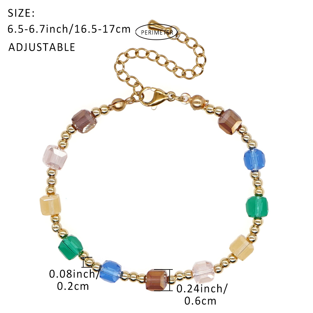 Bohemian Flower Rhombus Imitation Pearl Alloy Glass Womenu0027S Bracelets 1 Piece