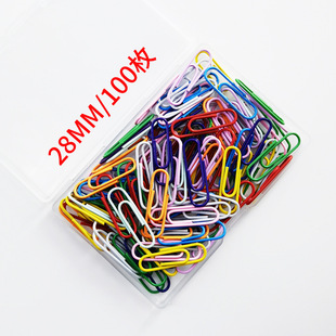 100/box color plastic coated paper clips 28MM candy color Macaroon color paper clips boxed cross-border exclusive