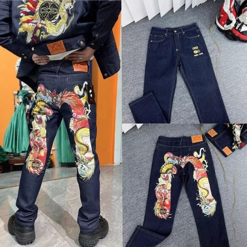 New Style God of Luck European and American Street Hip-Hop Style Cool Printed Jeans American Fashion Men's Pants