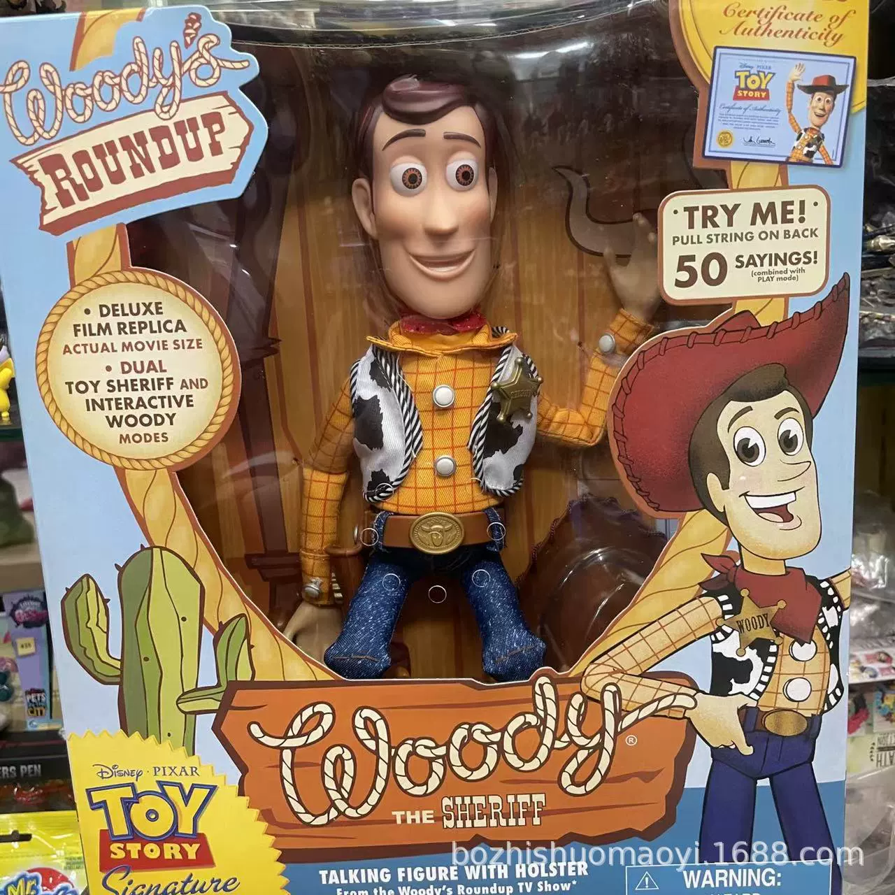 Фигурка (Disney Pixar) Вуди 20‑летие, говорящая при дёргании шнурка, ПВХ, 20 см, с растяжимой собакой