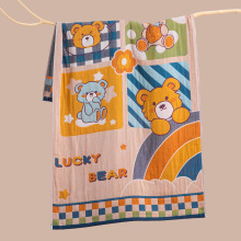 70X140cm三层纱布纯棉提花卡通儿童可爱全棉宝宝吸水柔软洗澡浴巾