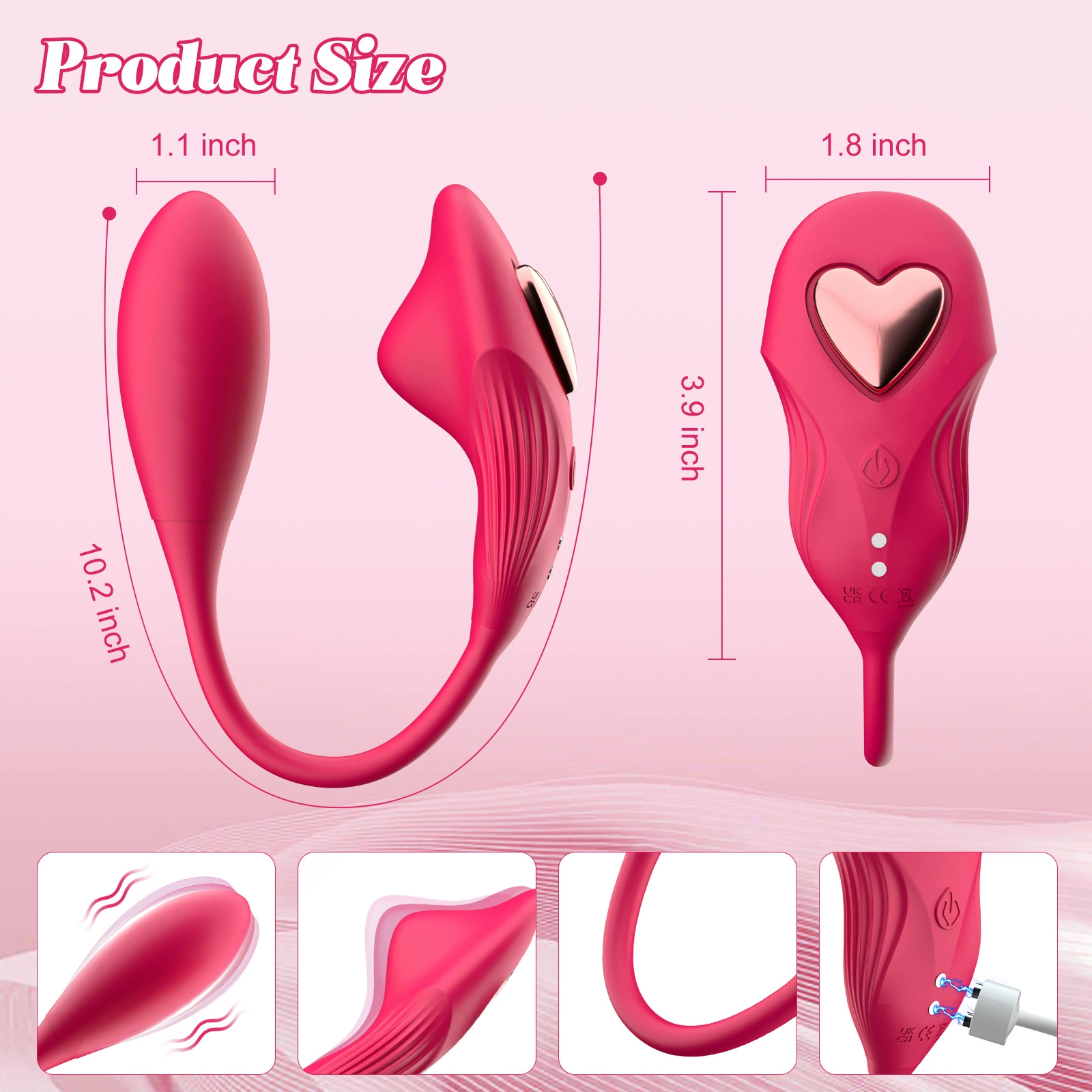 Wearable Wave Vibrator, App-Interactive Mini, Flirting Remote, Rose/Purple/Green