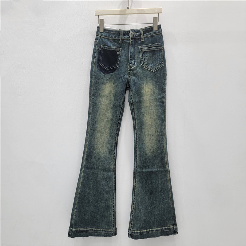 Jeans Acampanados Estilo Horseshoe de Mezclilla Elasticada con Cintura Alta