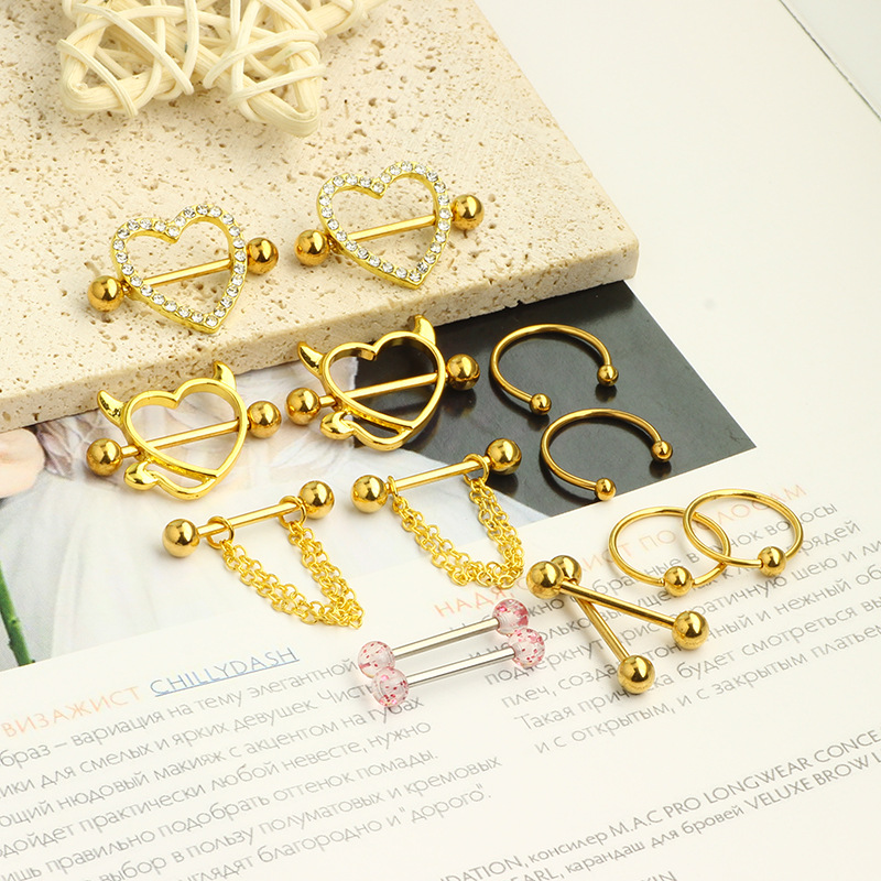 Amazon's Best-Selling New 7-Pair Breast Ring Set - Rose Gold Stainless Steel Body Piercing Jewelry detail image 8