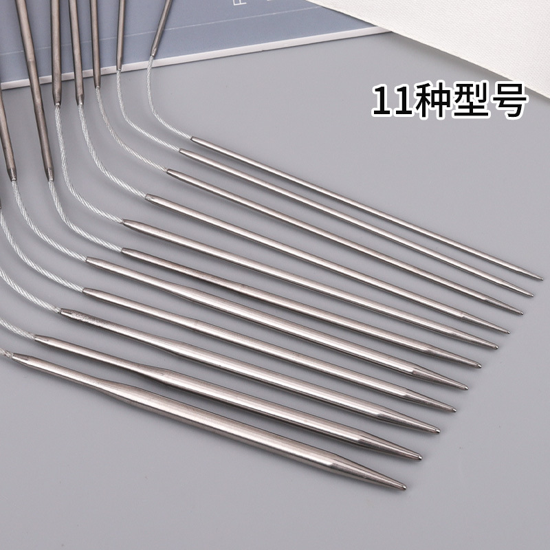 Anillo corto aguja de acero inoxidable herramienta de tejer a mano suéter aguja 23cm lana aguja palo de lana al por mayor