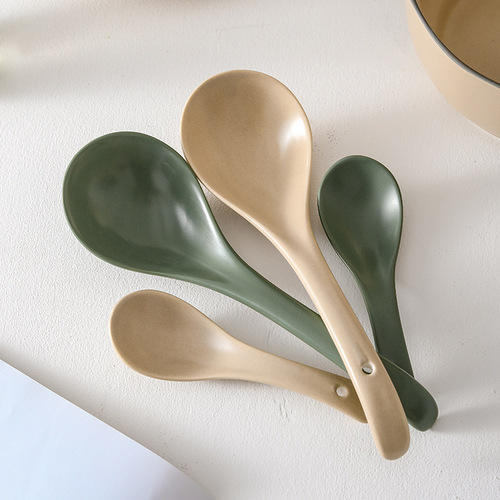 Nordic large spoon ceramic household long-handled large-headed spoon for porridge and soup porridge spoon large spoon soup tableware