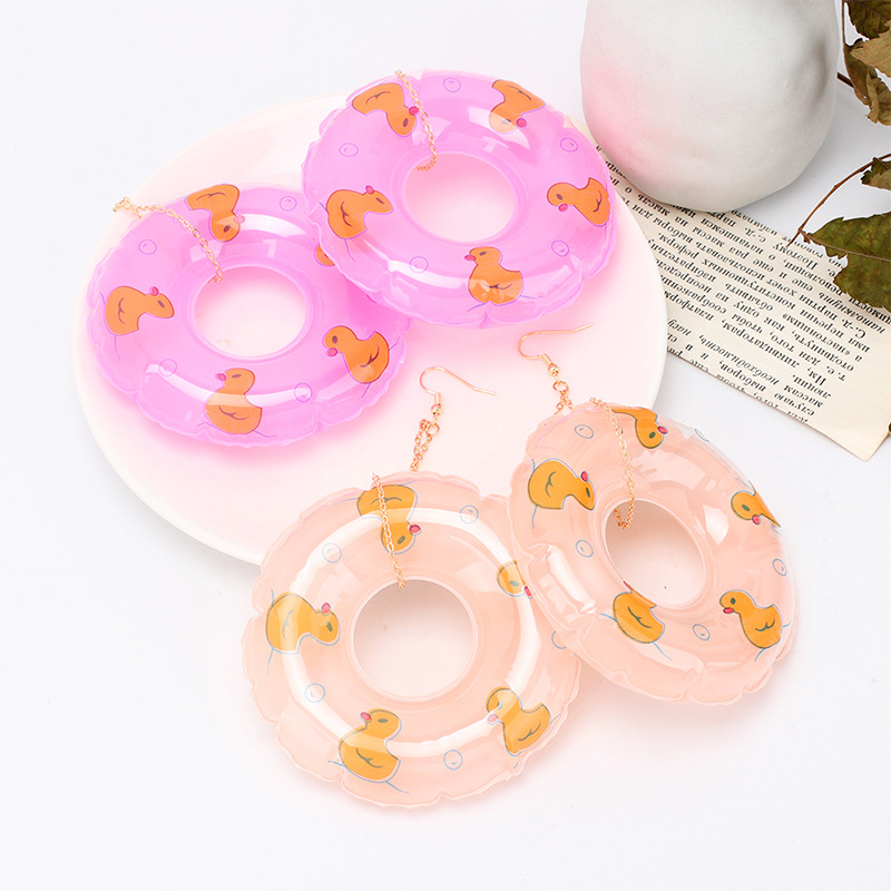 Cute Style 1 Pair Cute Swim Ring Rubber Drop Earrings