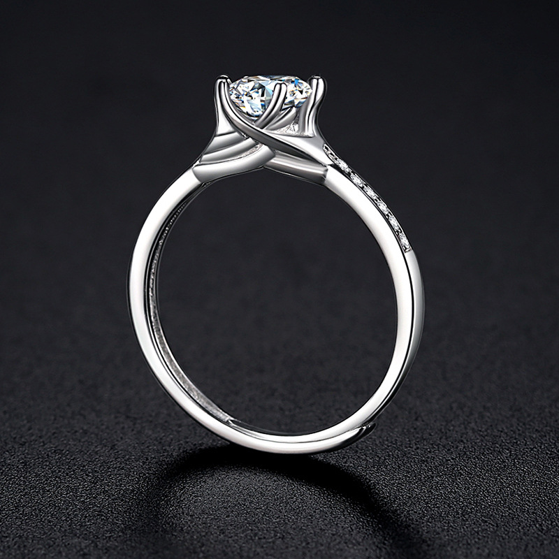 Par par anillo S925 anillo de plata esterlina anillo de boda de compromiso al por mayor hembra de seis garras 1 quilates transfronterizo anillo de las mujeres