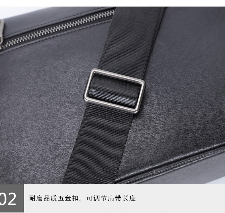 Túi đeo chéo nam da bò thật 29×11×17 cm phong cách đường phố — Màu đen chi tiết 17