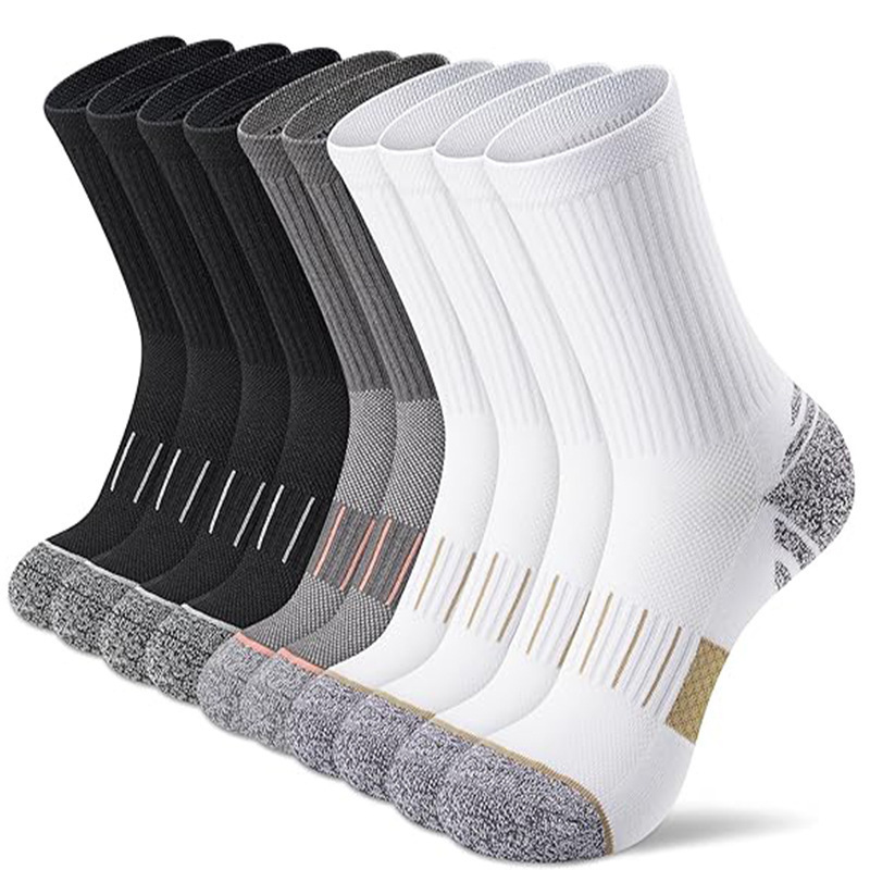 Autumn and Winter Towel Bottom Shock-Absorbing Socks Casual Pure Color Stockings Men's Running Sports Socks Breathable Sweat-Absorbent and Deodorant Cotton Socks
