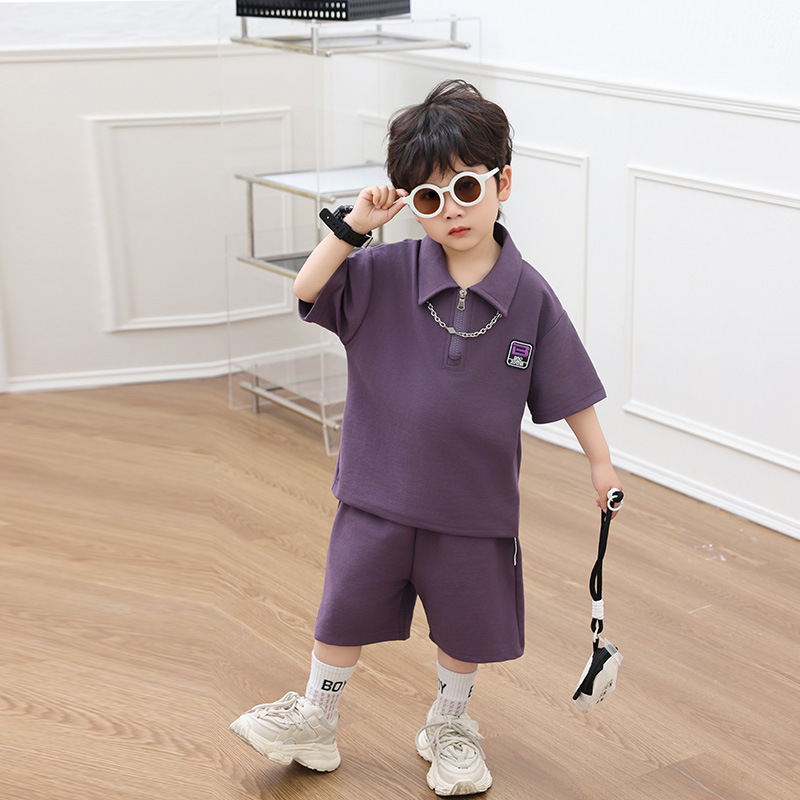 7203 Traje de verano para niños 2025 nuevo estilo occidental estilo fino ropa para niños de manga corta ropa de verano hermoso traje de dos piezas para niños