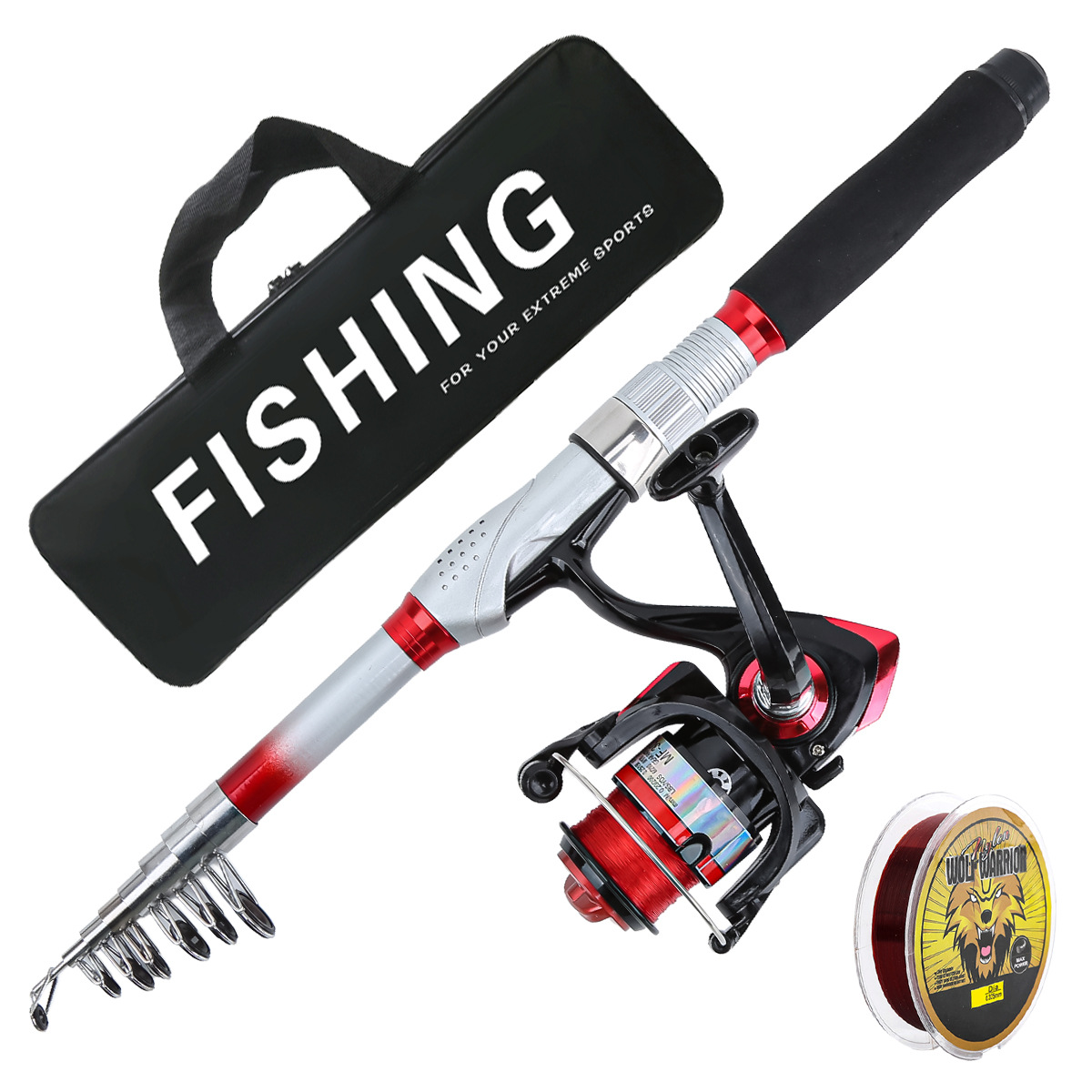 2.4m portable telescopic fishing rod and reel set, lure fishing rod set, telescopic rod, suitable for stream fishing and sea fishing, wholesale fishing gear set