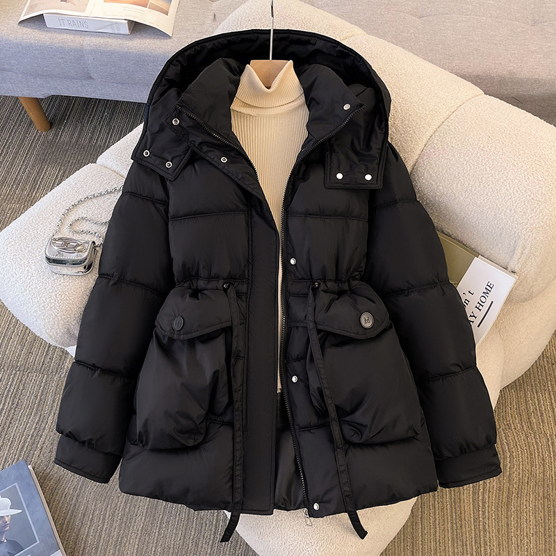 Ropa de algodón de moda para mujeres invierno 2025, nueva chaqueta de algodón corta de moda, cintura delgada, chaqueta de algodón gruesa, abrigo caliente