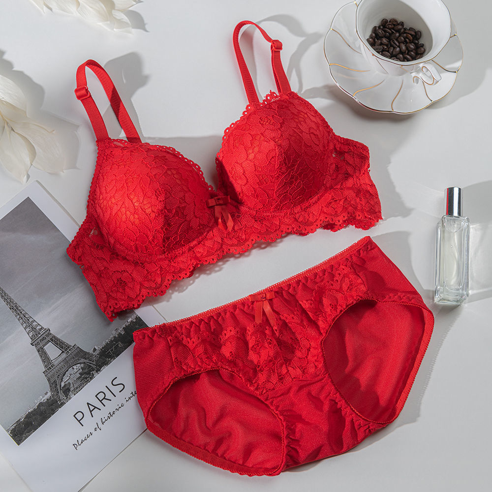 작은 가슴을 위한 레이스 소녀 속옷, 학생용 노와이어 브라, 푸쉬업 브라 세트/단품, 고급스럽고 우아한 디자인