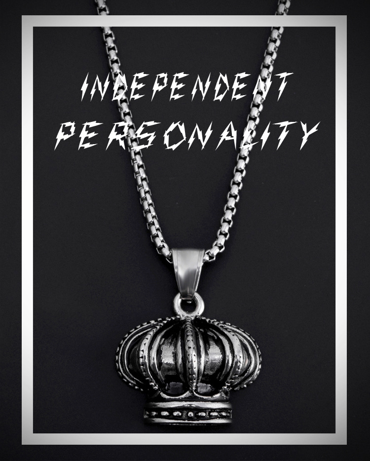 Crown Pendant Necklace In Stainless Steel For Men And Women_voghion.com